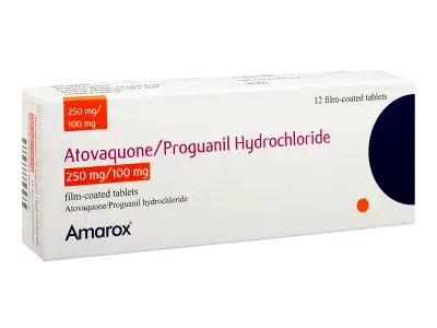 Amarox Atovaquone/Proguanil Hydrochloride 250/100mg 12 tablets pack