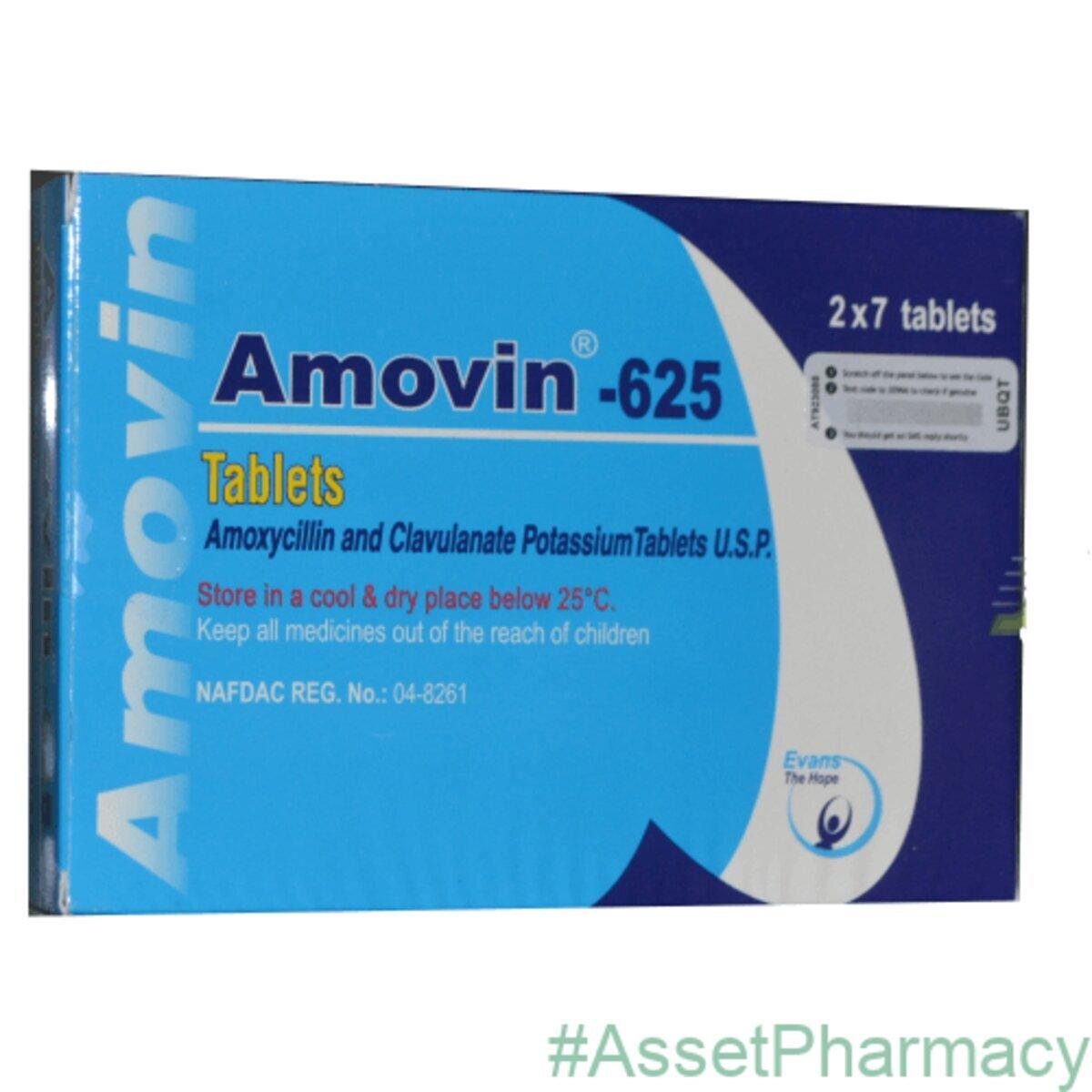 Amovin 625mg Tablets - Co - amoxiclav, 14 Tablets