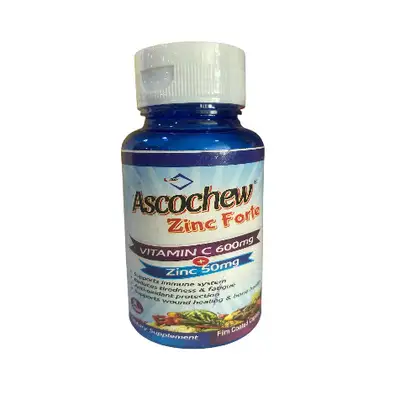 Ascochew Zinc Forte Vitamin C 600mg + Zinc 50mg 60 Tablets