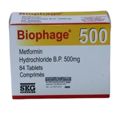 Biophage 500 (Metformin Hydrochloride) 500mg x84 Tablets