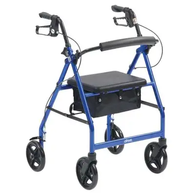 Drive Medical 4-Wheel Lightweight Rollator Walker with Seat