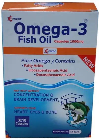 Emzor Omega-3 Fish Oil 1000mg 30 Capsules