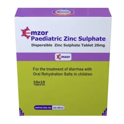 Emzor Paediatric Zinc 20mg Dispersible Tablets (10 Tablets)