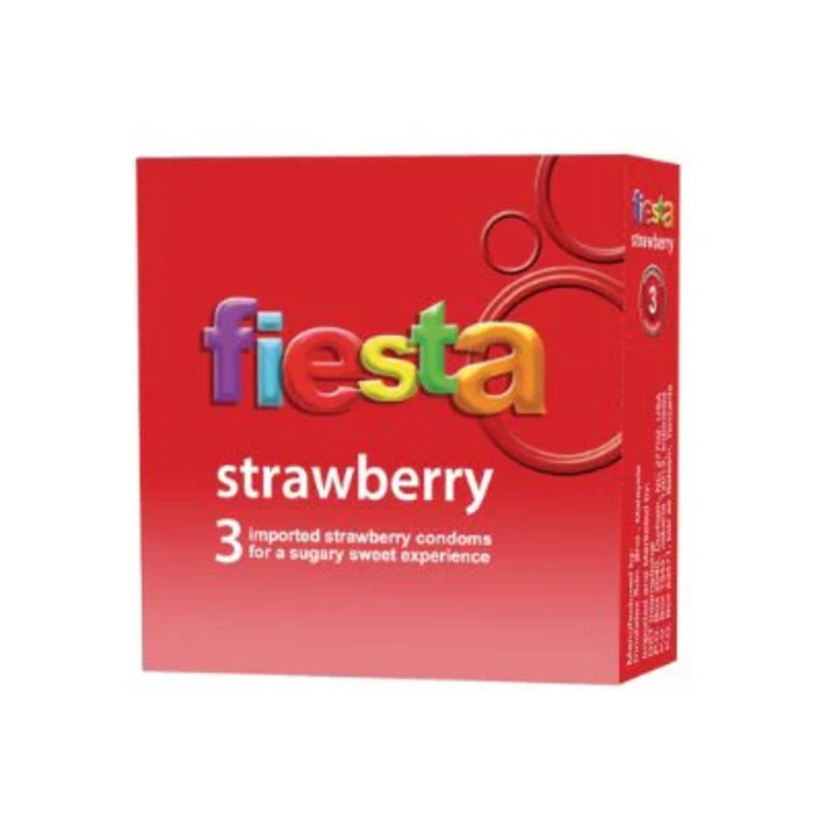 Fiesta Strawberry Condoms, Pack of 3