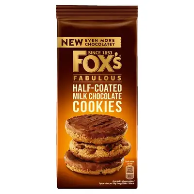 FOX'S COOKIES(HALF-COATED CHOCO) 175G