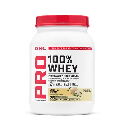 GNC PRO PERFORMANCE 100% WHEY PROTEIN VANILLA CREAM 769G