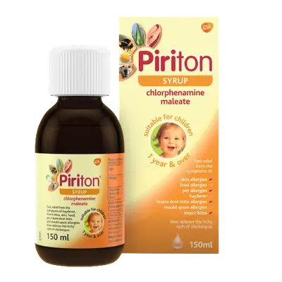 GSK PIRITON SYRUP CHLORPHENAMINE MALEATE(AGE 1+) X 150ML