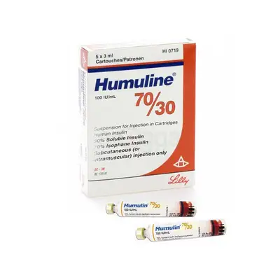 Humulin 70/30 100IU/ml 5 cartridges of 3ml