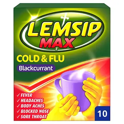 LEMSIP MAX COLD & FLU POWDER X10(BLACKCURRANT)
