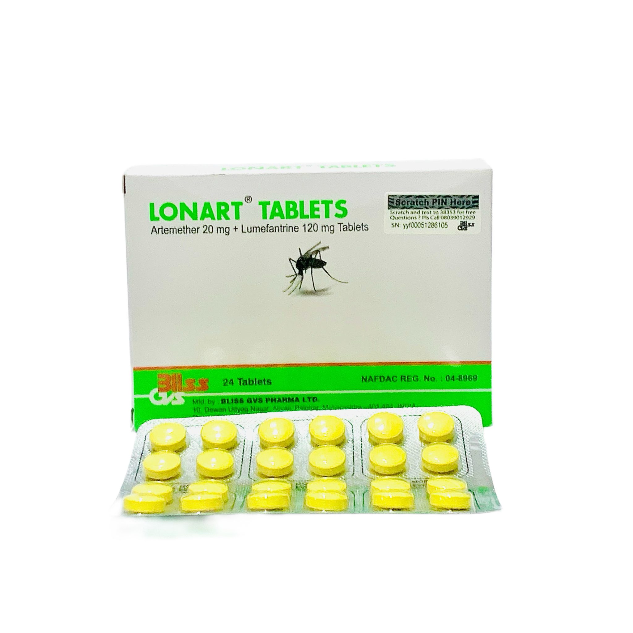 Lonart Tablets by 24, 20/120mg (Anti-Malaria)