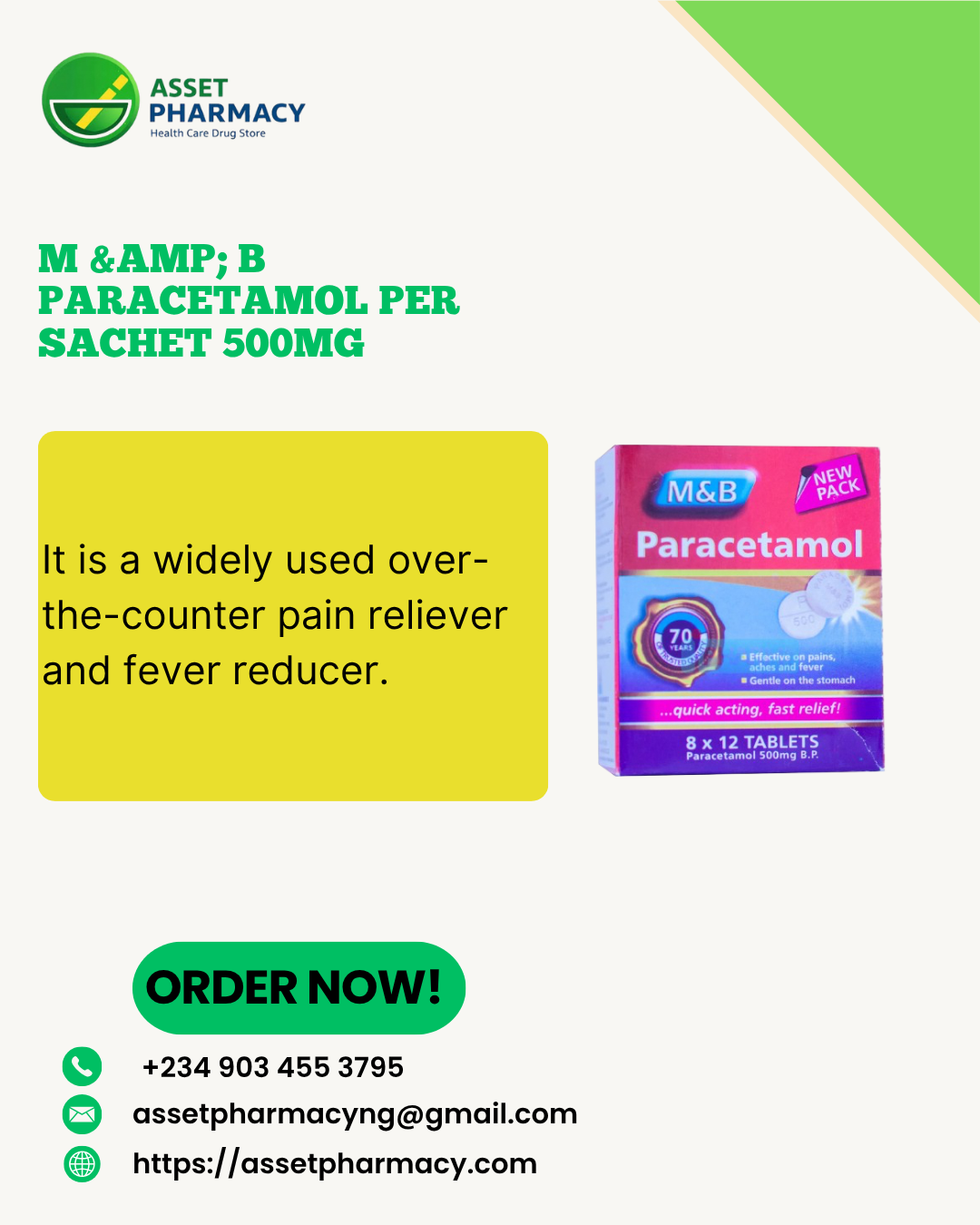 M & B Paracetamol Per Sachet 500MG