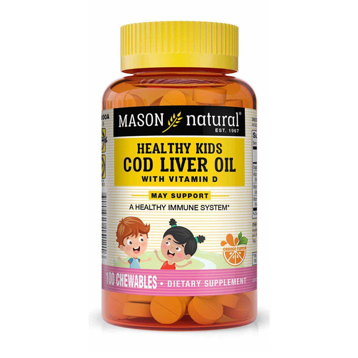 Mason Natural Healthy Kids Cod Liver Oil With Vitamin D Chewables, 100’s