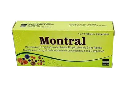 Montral montelukast 10mg and Levocetirizine dihydrochloride 5mg 10 tablets pack