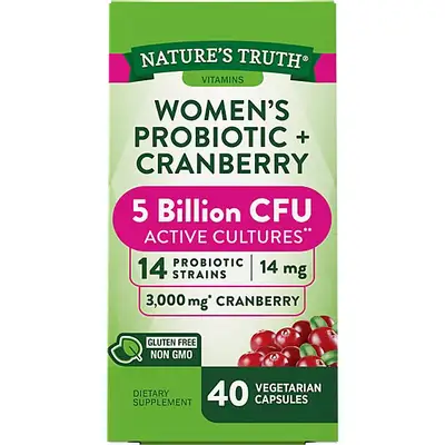 Nature's truth Women's daily probiotic + cranberry 5 billion CFU 40 Veg capsules