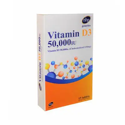 NHP generics Vitamin D3 50,000IU 15 tablets pack