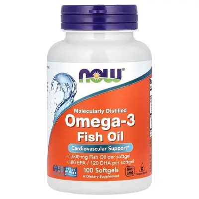 Now molecularly distilled Omega-3 fish oil 100 softgels