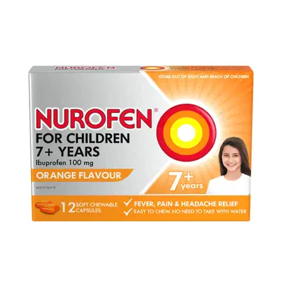 Nurofen for Children 100mg 12 Chewable Orange Capsules