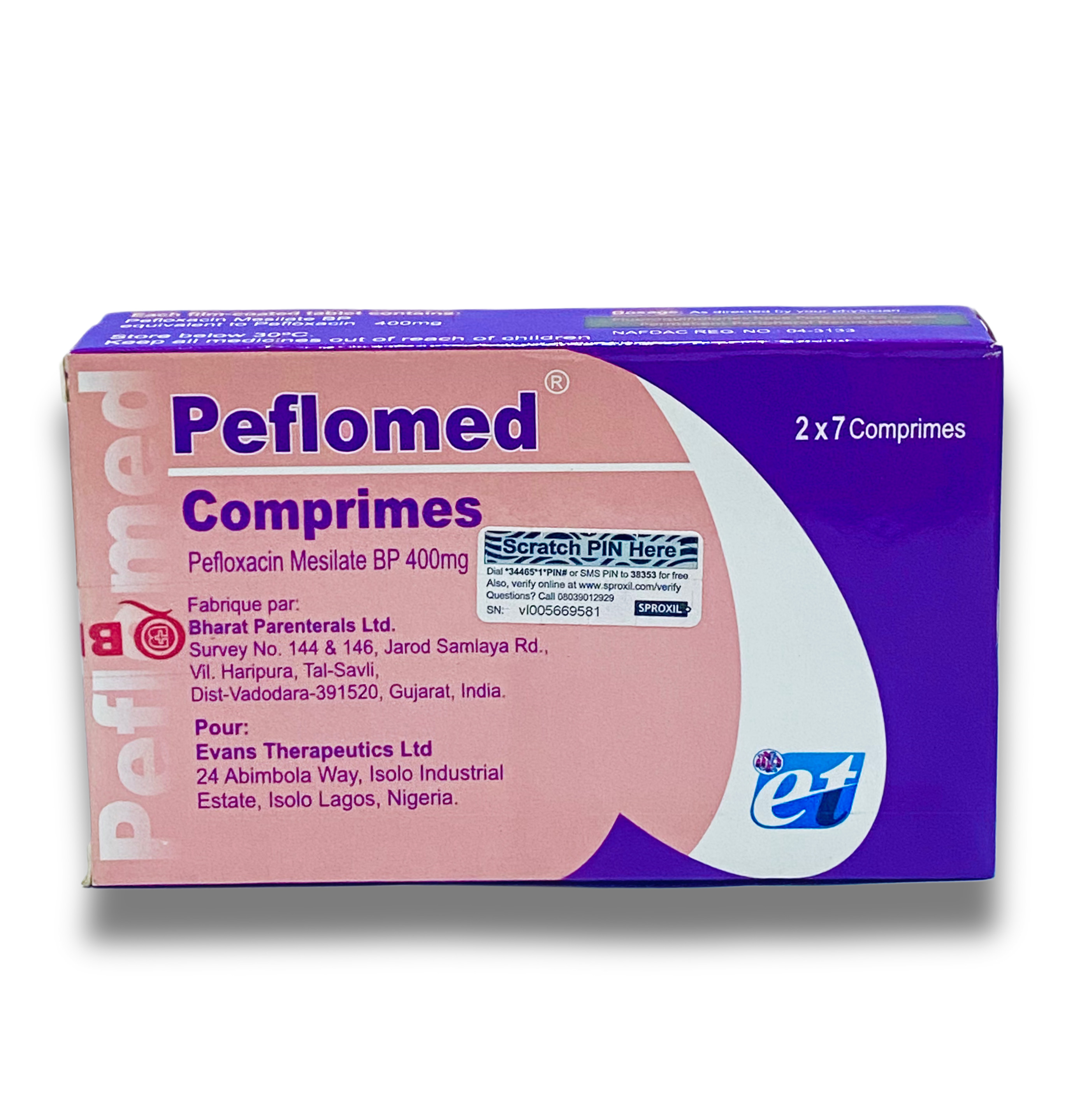 Peflomed 400mg Tablet (Pefloxacin) x10