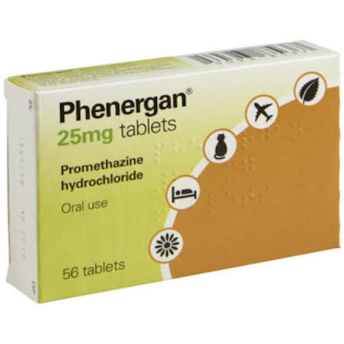 Phenergan 25mg Tablets - Promethazine Hydrochloride, 56 Tablets