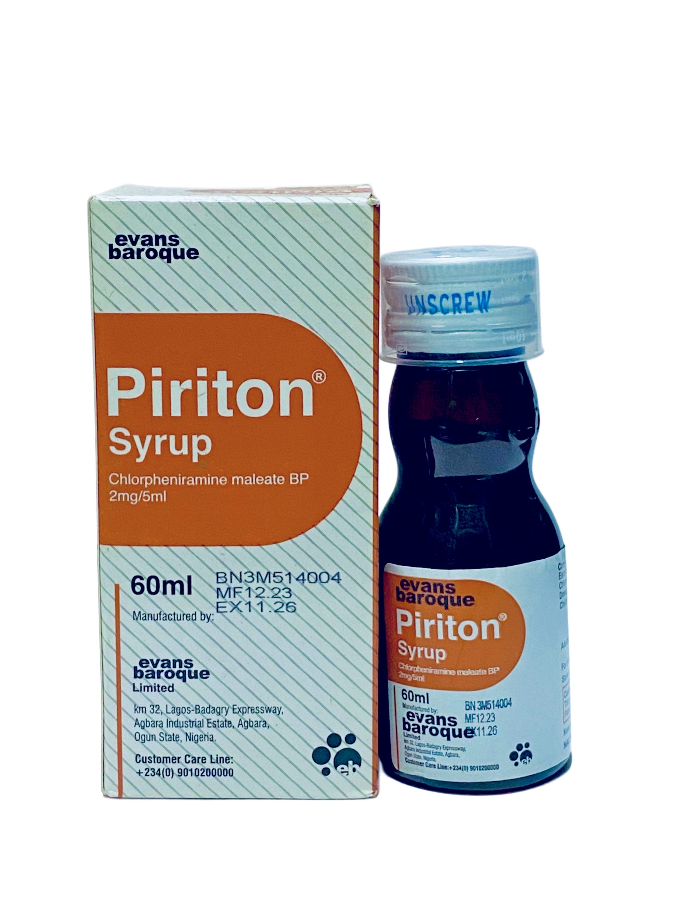 Piriton Syrup (Chlorpheniramine) x60ml