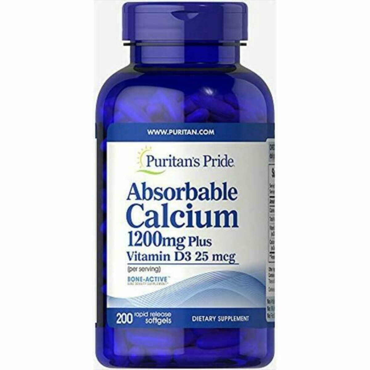 Puritan’s Pride Absorbable Calcium 1200mg Plus Vitamin D3 25mcg, 100
