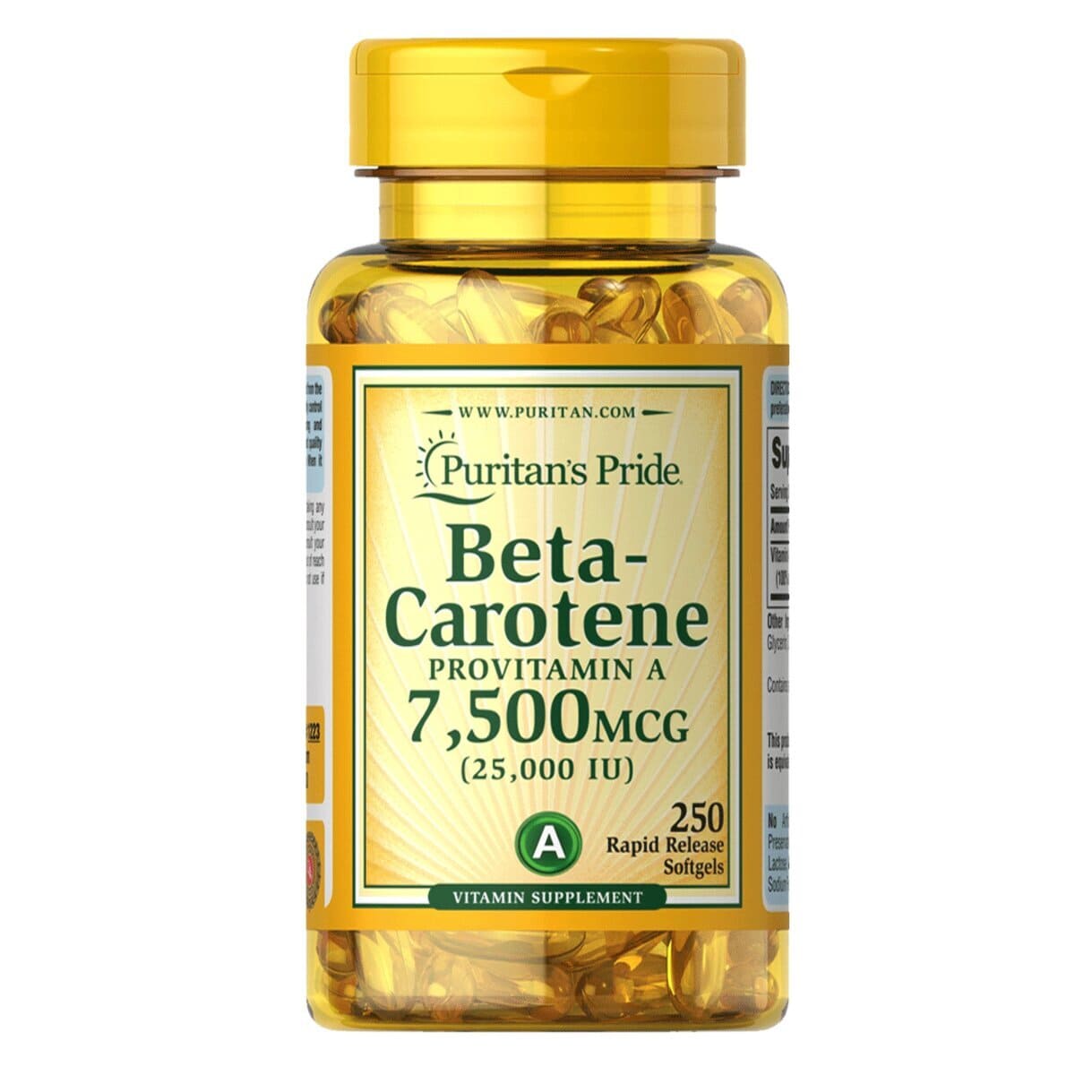 Puritan’s Pride Beta - Carotene Provitamin A 7500mcg, 100 Softgels