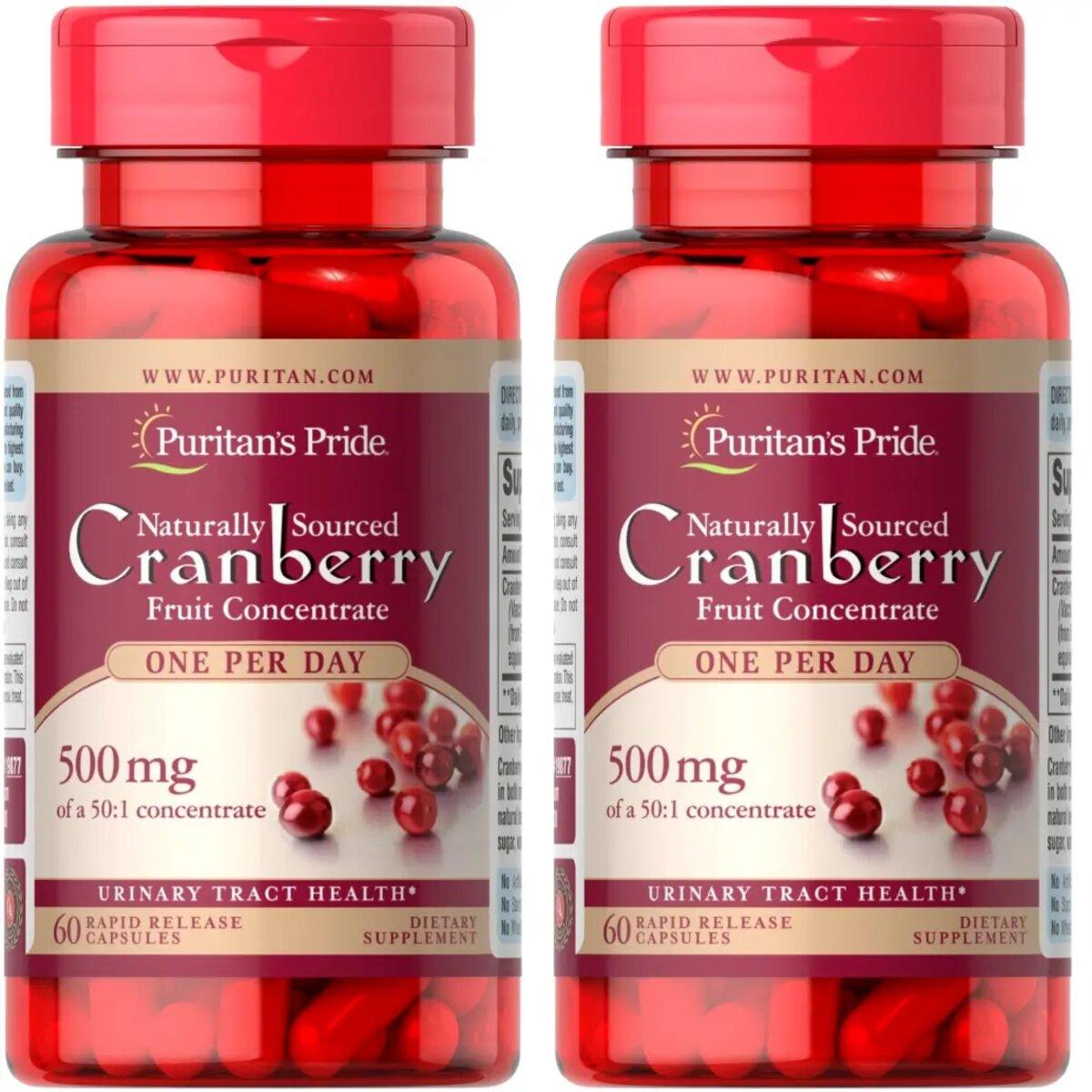 Puritan’s Pride Cranberry Fruit Concentrate 500mg, 60 Capsules