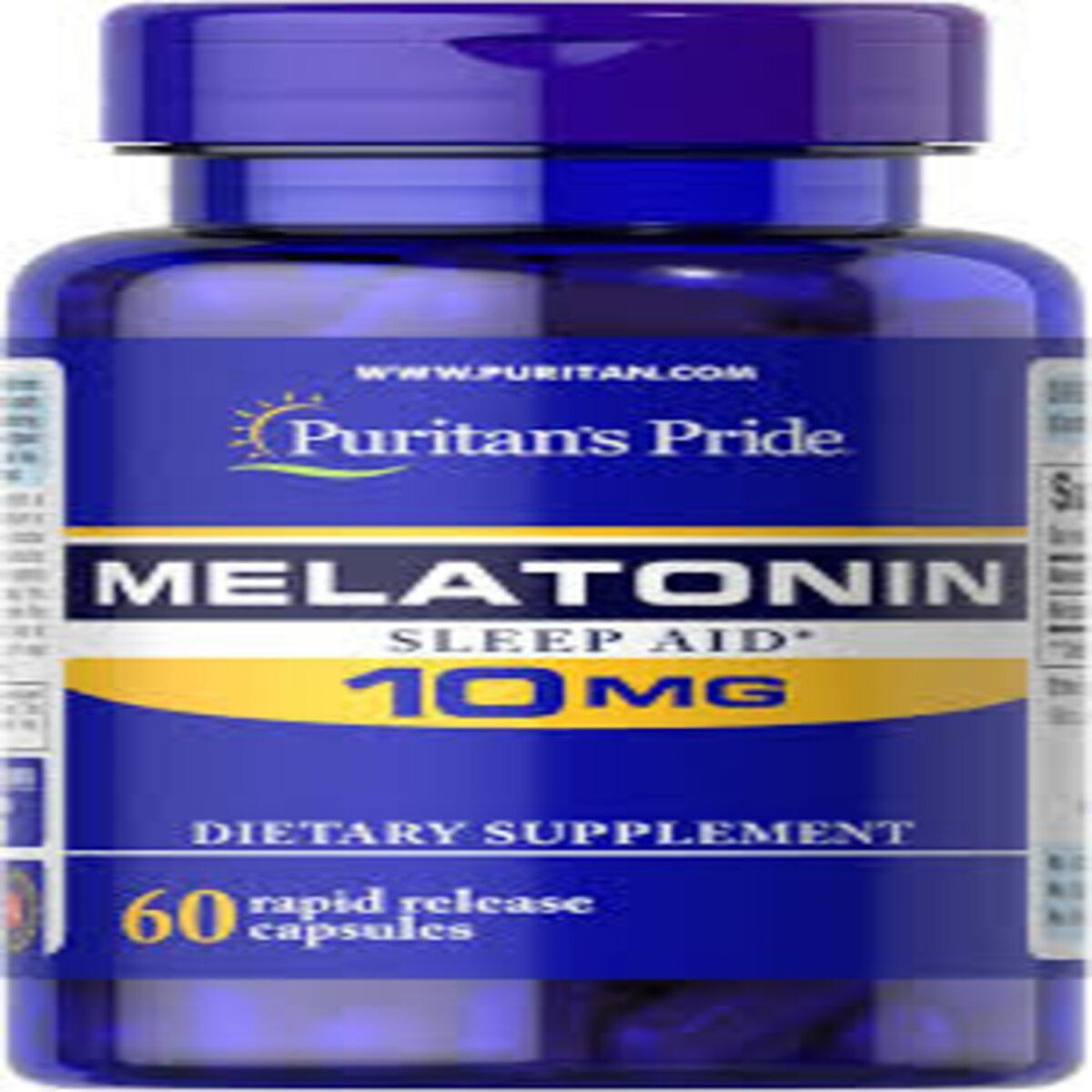 Puritan’s Pride Melatonin 10mg, 60 Capsules - Fast - Acting Sleep Aid for Restful Nights