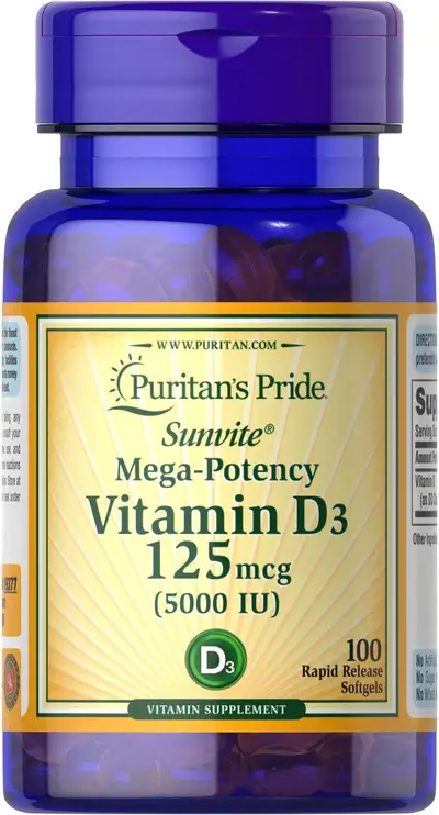 Puritan's pride Vitamin D3 125mcg 5000IU 100 softgels