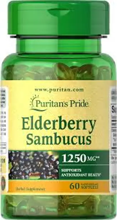 PURITANS PRIDE ELDERBERRY SAMBUCUS 1250MG X 60 SOFTGELS