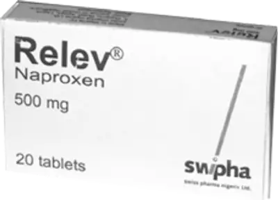 Relev Naproxen 500mg 20 tablets pack