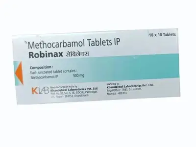 Robinax Methocarbamol 500mg sachets 10 tablets pack