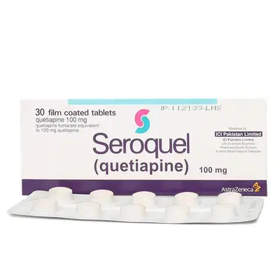 Seroquel Quetiapine 100mg 30 tablets pack