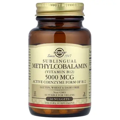 SOLGAR SUBLINGUAL METHYLCOBOLAMIN(VITAMIN B12) 5000MCG X 60 TABS