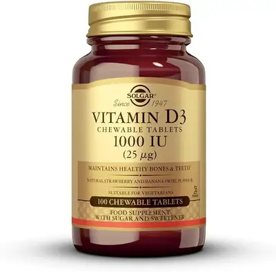 SOLGAR VITAMIN D3 1,000 IU(25MCG) X 100 CHEWABLE TABS