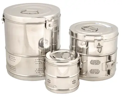 Stainless Steel Sterilizing Dressing Drum - Set of 3 (S, M, L)