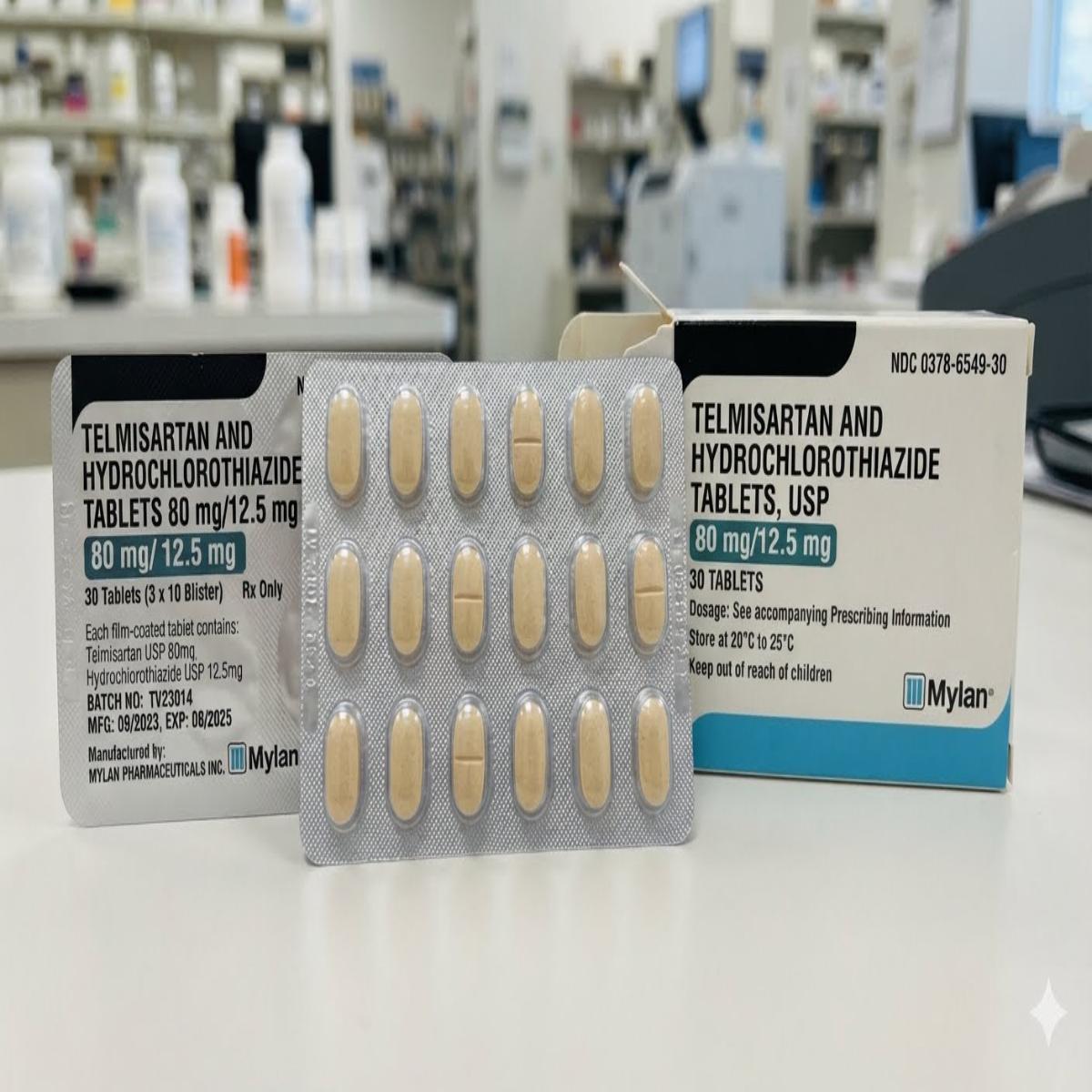 Telmisartan Hydrochlorothiazide 80mg/12.5mg tablets, 30 Tablets