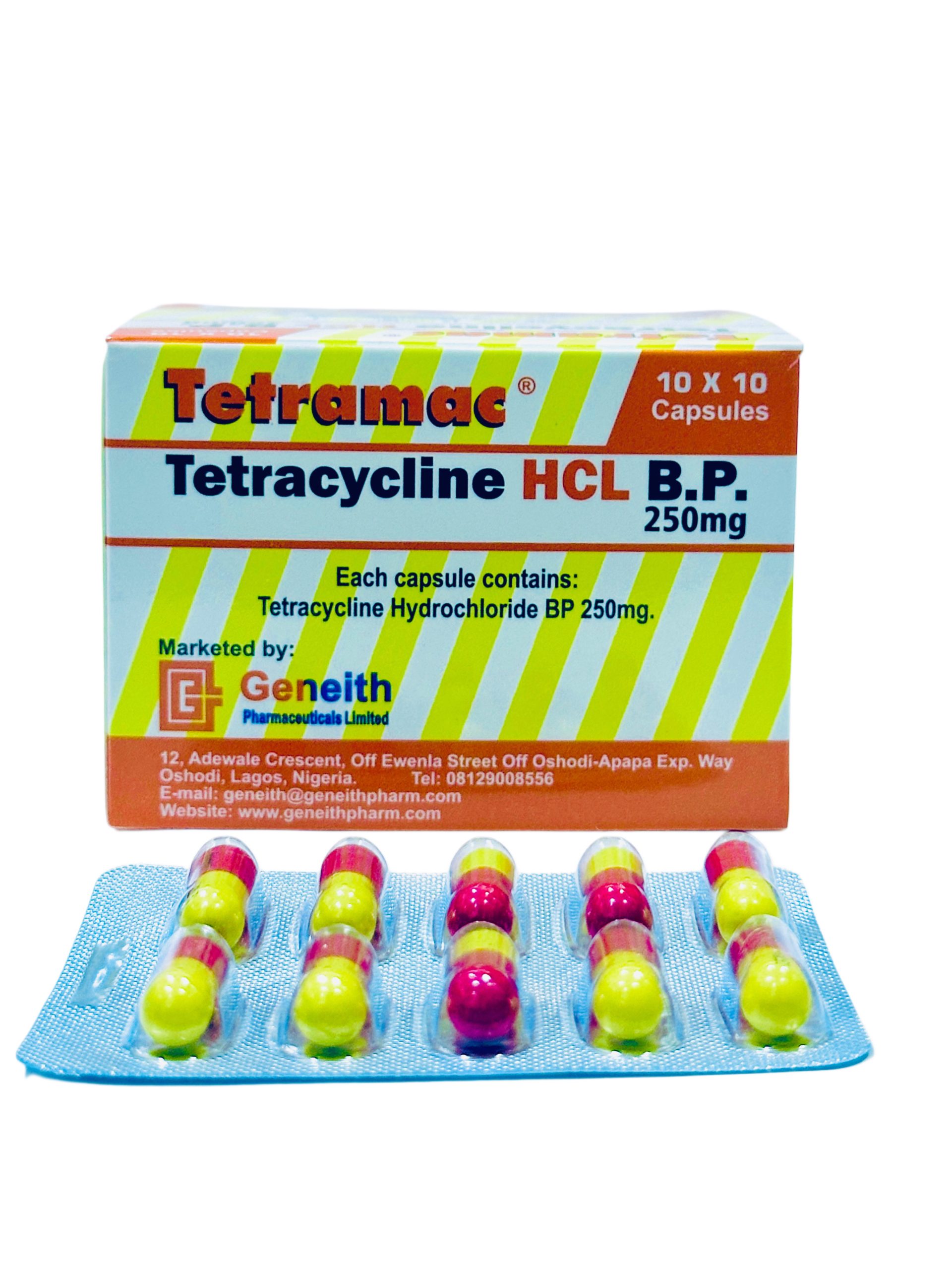 Tetramac Capsules HCl 250mg (Tetracycline) x100