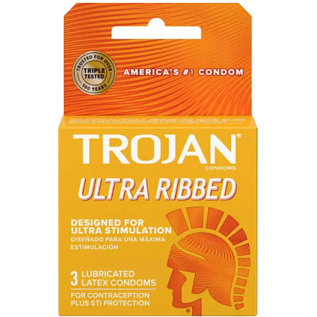 Trojan Ultra Ribbed - 3 Condoms