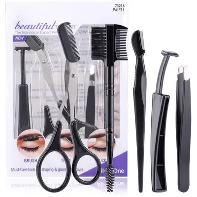 TWEEZERS, SCISSOR AND BRUSH- 1 OF EACH