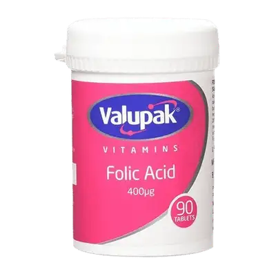 Valupak Folic acid 400mcg 90 tablets