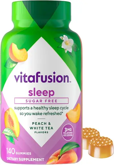 VITAFUSION MELATONIN SUGAR FREE PEACH & WHITE TEA FLAVOR X 140 GUMMIES
